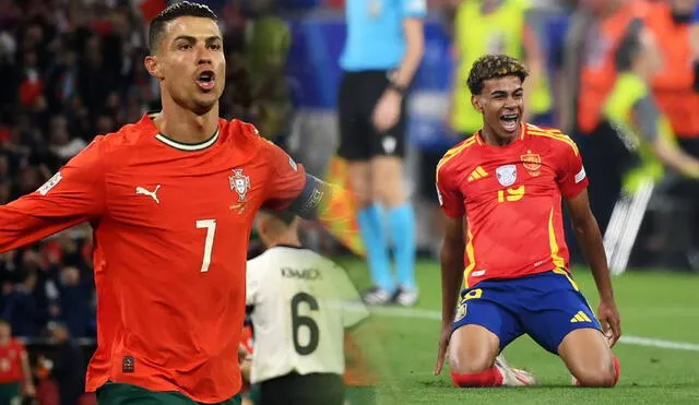 Lamine Yamal lanza un gancho a Cristiano Ronaldo previo a la final de la Liga de Naciones. Composición: Lr/ESPN Lamine Yamal lanza un gancho a Cristiano Ronaldo previo a la final de la Liga de Naciones. Composición: Lr/ESPN