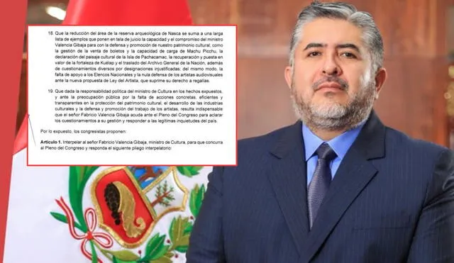 Fabricio Valencia podría ser interpelado por el Congreso de la República de aprobarse la moción | Composición: LR. Fabricio Valencia podría ser interpelado por el Congreso de la República de aprobarse la moción | Composición: LR.