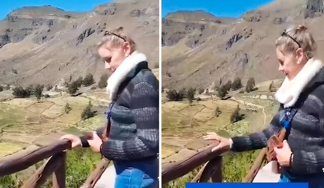 La turista expresó su molestia por la falta de mantenimiento en el mirador del Valle del Colca, lugar visitado por muchas personas. Foto: composición LR/ TikTok/ Panamericana Televisión