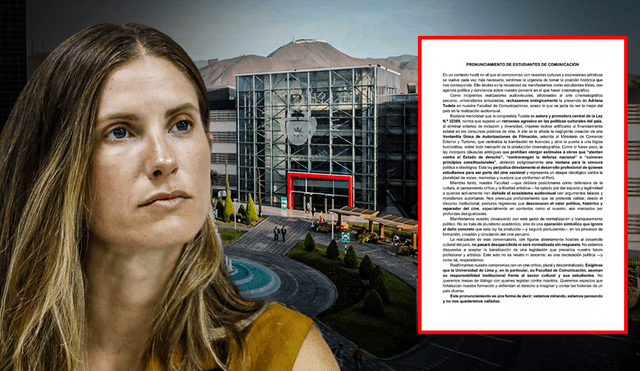Estudiantes de Comunicación de la Universidad de Lima rechazaron la presencia de Adriana Tudela en su Facultad | Composición: Jazmín Ceras / Foto: LR. Estudiantes de Comunicación de la Universidad de Lima rechazaron la presencia de Adriana Tudela en su Facultad | Composición: Jazmín Ceras / Foto: LR.