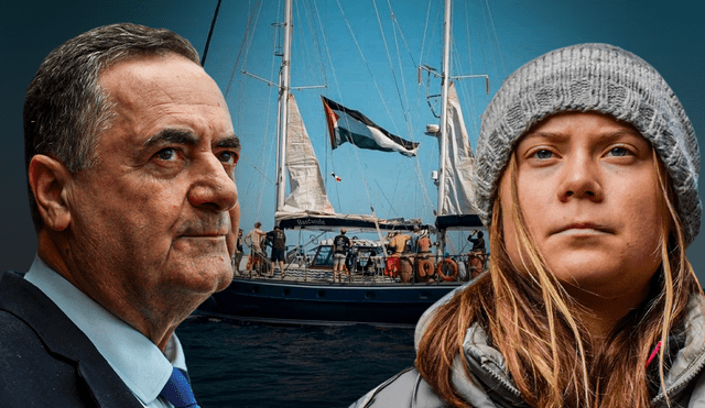 La travesía del Madleen, barco de ayuda comandado por Greta Thunberg se desarrolla en medio del conflicto armado en Gaza. Foto: composición LR/Jazmin Ceras/ap La travesía del Madleen, barco de ayuda comandado por Greta Thunberg se desarrolla en medio del conflicto armado en Gaza. Foto: composición LR/Jazmin Ceras/ap