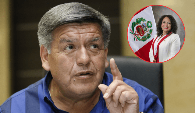 El también gobernador regional de La Libertad trató de justificar la desaparición de las tesis de la congresista. Foto: composición LR El también gobernador regional de La Libertad trató de justificar la desaparición de las tesis de la congresista. Foto: composición LR