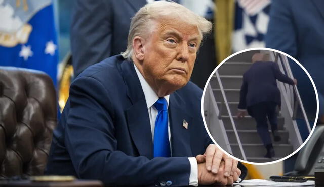 Donald Trump tuvo un tropezón al abordar el Air Force One, lo que encendió las redes sociales. Donald Trump tuvo un tropezón al abordar el Air Force One, lo que encendió las redes sociales.
