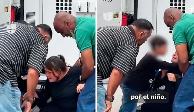 El pequeño abrazó y besó a su madre, pues sabía que no la iba a volver a ver en EEUU. Foto: composición LR/ Univisión