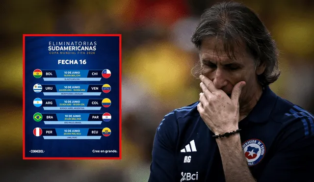Ricardo Gareca solo ganó un partido con la selección chilena en las Eliminatorias 2026. Foto: composición LR/AFP/Conmebol Ricardo Gareca solo ganó un partido con la selección chilena en las Eliminatorias 2026. Foto: composición LR/AFP/Conmebol