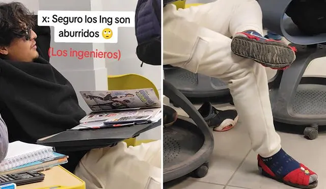 El video no solo causó furor por el calzado, sino por la actitud relajada y divertida del estudiante. Foto: composición LR/ TikTok El video no solo causó furor por el calzado, sino por la actitud relajada y divertida del estudiante. Foto: composición LR/ TikTok