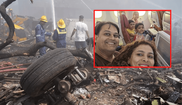 El vuelo AI171 de Air India se estrelló poco después de despegar de Ahmedabad, convirtiendo la última selfie de la familia en símbolo del duelo nacional. Foto: composición LR/EFE