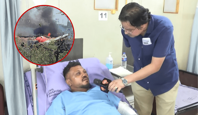 Kumar fue hallado caminando herido a dos cuadras del sitio del impacto del vuelo de Air India. Foto: DD News Kumar fue hallado caminando herido a dos cuadras del sitio del impacto del vuelo de Air India. Foto: DD News