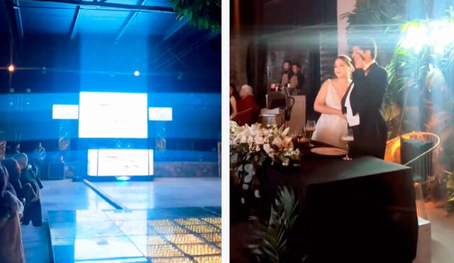 El joven no resistió la emoción y empezó a llorar al escuchar la voz de su papá en una grabación en su boda. Foto: composición LR/ TikTok/ @sugey.trejo.fotografia