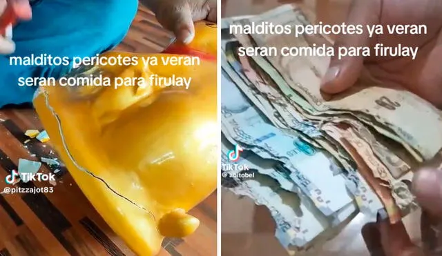 Al romper la alcancía, el muchacho encontró en el fondo a los ratones muertos y en estado de descomposición. Foto: composición LR/ TikTok/ @alexccalle39 Al romper la alcancía, el muchacho encontró en el fondo a los ratones muertos y en estado de descomposición. Foto: composición LR/ TikTok/ @alexccalle39