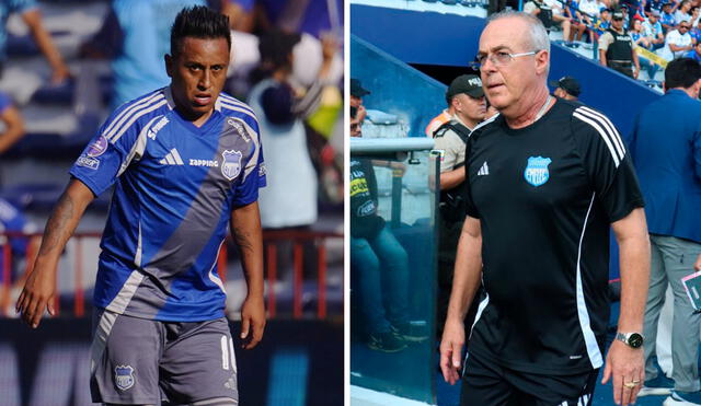 Jorge Célico alineó a Christian Cueva como titular en su primer partido con Emelec. Foto: composición/MrOFF/X Jorge Célico alineó a Christian Cueva como titular en su primer partido con Emelec. Foto: composición/MrOFF/X