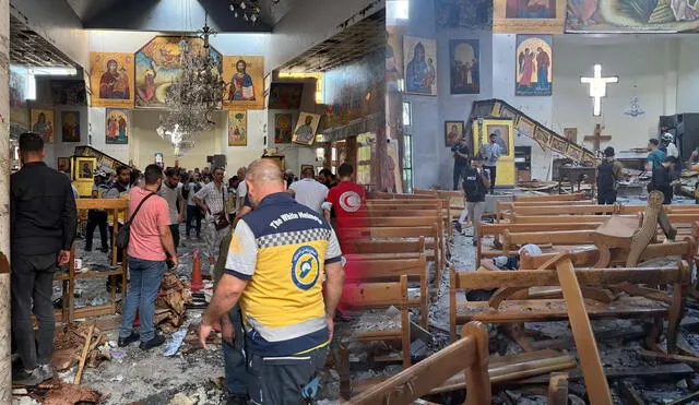 Un ataque suicida en la iglesia Mar Elías, cerca de Damasco, dejó al menos 15 muertos y más de 50 heridos, según la televisión estatal siria. Foto: composición LR/X Un ataque suicida en la iglesia Mar Elías, cerca de Damasco, dejó al menos 15 muertos y más de 50 heridos, según la televisión estatal siria. Foto: composición LR/X