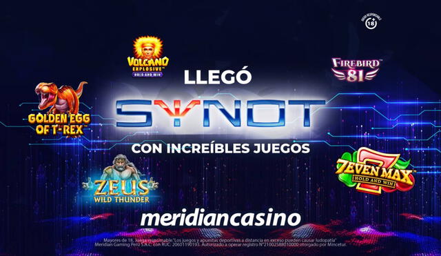 Meridian Casino se expande con la integración de SYNOT Games, un proveedor con más de 30 años de experiencia.