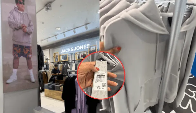Una peruana visitó un establecimiento donde vendían la ropa de Jorge Luna y mostró los elevados precios. Foto: Composición LR/ TikTok Una peruana visitó un establecimiento donde vendían la ropa de Jorge Luna y mostró los elevados precios. Foto: Composición LR/ TikTok