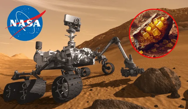 El rover Curiosity enviado a Marte por la NASA, descubre azufre en estado puro. Foto: LR Composición/Billiken/CityPNG/RPP Noticias El rover Curiosity enviado a Marte por la NASA, descubre azufre en estado puro. Foto: LR Composición/Billiken/CityPNG/RPP Noticias