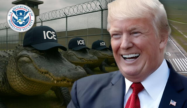 Donald Trump asistirá a la inauguración del Alligator Alcatraz, una nueva cárcel ubicada en Florida y propuesta por el fiscal James Uthmeier para encarcelar inmigrantes indocumentados. Foto: composición LR