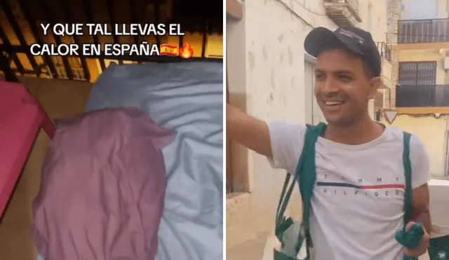 Un video viral de TikTok muestra la creatividad de un colombiano enfrentando el calor al dormir en el balcón con un ventilador. Foto: composición LR/Captura Un video viral de TikTok muestra la creatividad de un colombiano enfrentando el calor al dormir en el balcón con un ventilador. Foto: composición LR/Captura