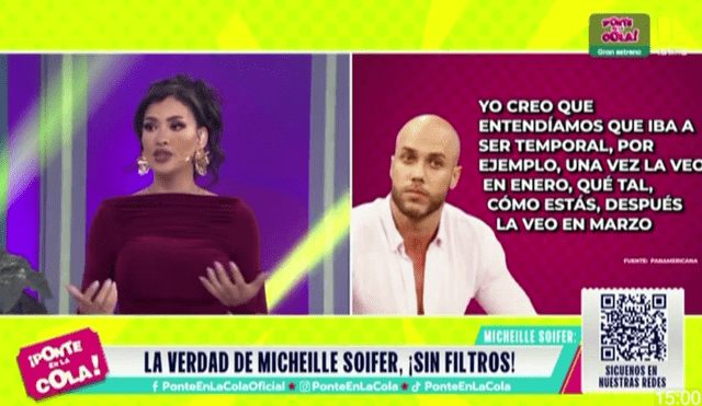 Michelle Soifer debutó en su nuevo programa "Ponte en la cola" y se pronunció sobre las confesiones de Bruno Agostini. Foto: Latina.