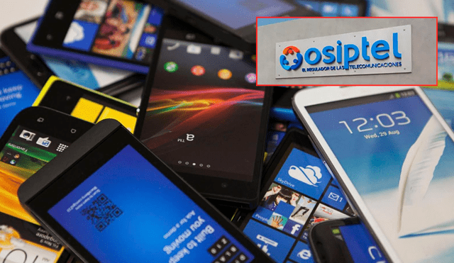 Celulares que están en peligro de ser bloqueados con logo de Osiptel. Celulares que están en peligro de ser bloqueados con logo de Osiptel.