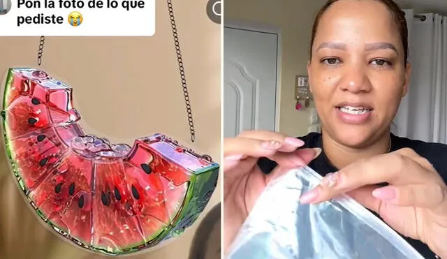 Le llegó un acrílico y tenía su cadena para colgar. Foto: composición LR/@soytefythen/TikTok