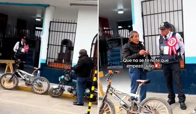 Los usuarios en TikTok se quedaron sorprendidos al ver la enorme escarapela que el agente de seguridad tenía en el pecho. Los usuarios en TikTok se quedaron sorprendidos al ver la enorme escarapela que el agente de seguridad tenía en el pecho.