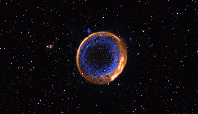 Por primera vez, astrónomos obtuvieron imágenes del final de una estrella tras detonar dos veces. Foto: ESO Por primera vez, astrónomos obtuvieron imágenes del final de una estrella tras detonar dos veces. Foto: ESO