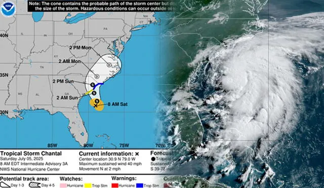 La tormenta tropical Chantal activa la alerta en la costa sureste de EE. UU. durante la temporada de huracanes 2025 La tormenta tropical Chantal activa la alerta en la costa sureste de EE. UU. durante la temporada de huracanes 2025