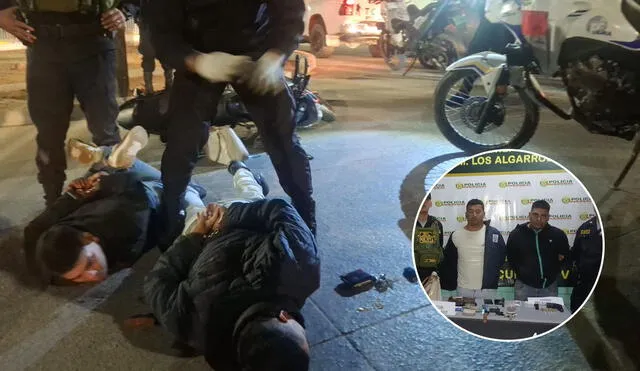 Detenidos tenían en su poder dos celulares sustraídos. Foto: PNP Detenidos tenían en su poder dos celulares sustraídos. Foto: PNP