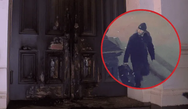 El sospechoso todavía no ha podido ser identificado tras causar un incendio en las puertas de la sinagoga. Foto: Composición LR/ CNN & CBS El sospechoso todavía no ha podido ser identificado tras causar un incendio en las puertas de la sinagoga. Foto: Composición LR/ CNN & CBS