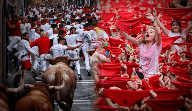Los sanfermines son conocidos por sus famosos encierros en la ciudad de Pamplona, España. Foto: composición LR/El Confidencial Los sanfermines son conocidos por sus famosos encierros en la ciudad de Pamplona, España. Foto: composición LR/El Confidencial