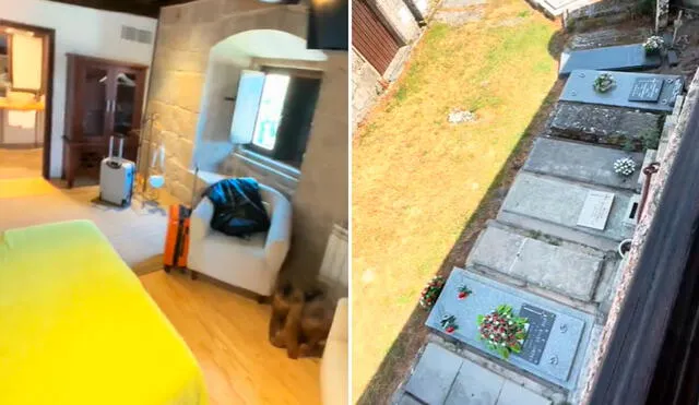 La pareja turistas no podía creer que su habitación estaba al costado de un cementerio en Orense. La pareja turistas no podía creer que su habitación estaba al costado de un cementerio en Orense.