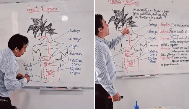 Docente causó furor en redes por dibujar a 'Goku' en su clase de Biología. Docente causó furor en redes por dibujar a 'Goku' en su clase de Biología.