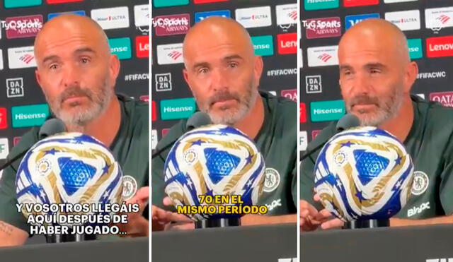 Enzo Maresca no supo qué decir tras la respuesta que recibió en conferencia de prensa. Foto: composición de LR/captura de TyC Sports