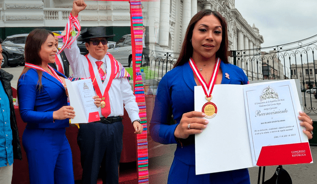 Dayanita es condecorada en el Congreso. Foto: Silvana Quiñonez / URPI-LR Dayanita es condecorada en el Congreso. Foto: Silvana Quiñonez / URPI-LR
