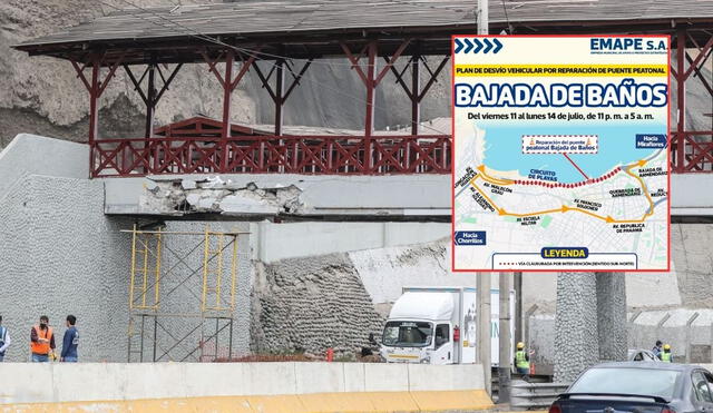 Cierran tramo de la Costa Verde por mantenimiento de puente que fue impactado por camión. Cierran tramo de la Costa Verde por mantenimiento de puente que fue impactado por camión.