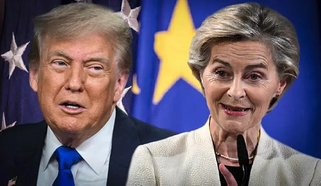 La presidenta de la Comisión Europea, Ursula von der Leyen, busca un acuerdo para evitar la escalada comercial con Trump. Foto: composición LR/AFP