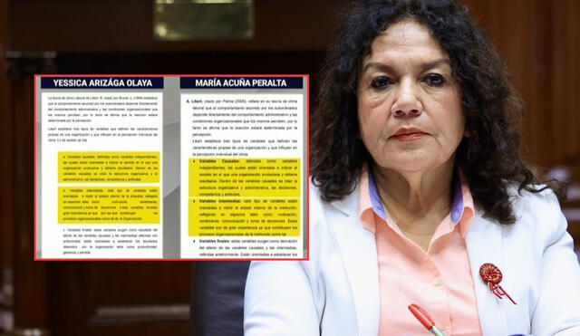 María Acuña habría plagiado su tesis de maestría en más del 80% | Composición: LR.