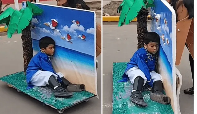 Escolar es viral por dormir como Don José de San Martín en pleno desfile Escolar es viral por dormir como Don José de San Martín en pleno desfile