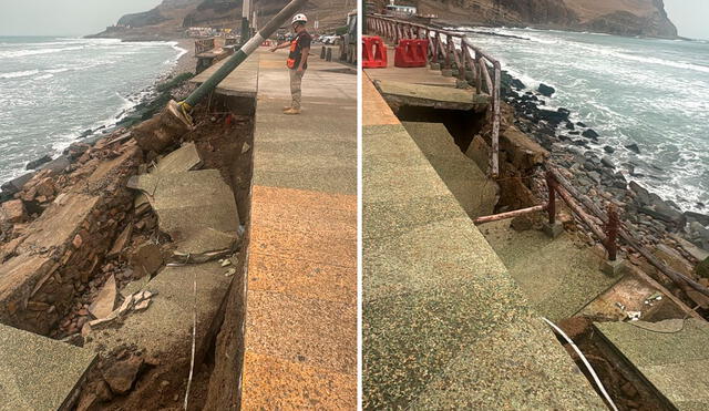 Cierran malecón de playa La Herradura tras incidente. Foto: Defensa Civil Cierran malecón de playa La Herradura tras incidente. Foto: Defensa Civil