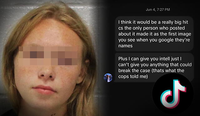 La adolescente quería que una influencer hablara del crimen de sus papás, por el cuál está siendo acusada. La adolescente quería que una influencer hablara del crimen de sus papás, por el cuál está siendo acusada.