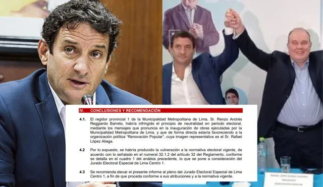 Renzo Reggiardo y López Aliaga habrían incurrido en una infracción al principio de neutralidad | Composición: LR.