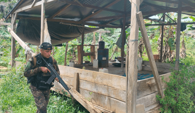 Durante el operativo, también se encontraron campamentos de producción de cocaína, armas de largo alcance y municiones. Foto: Dirandro Durante el operativo, también se encontraron campamentos de producción de cocaína, armas de largo alcance y municiones. Foto: Dirandro