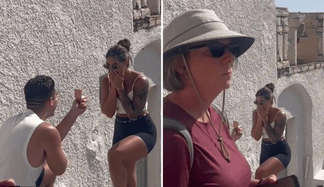 Turista interrumpió pedida de mano y novios solo grabaron 3 segundos de la proposición.