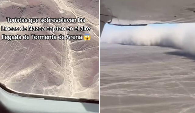 Los turistas viajaban en una avioneta cuando veían desde el cielo cómo avanzaba la tormenta de arena.