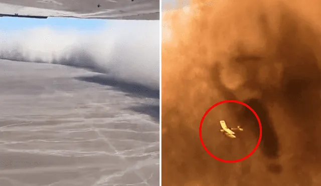 Turistas graba la llegada de la tormenta de arena mientras sobrevolaban las Líneas de Nasca. Turistas graba la llegada de la tormenta de arena mientras sobrevolaban las Líneas de Nasca.