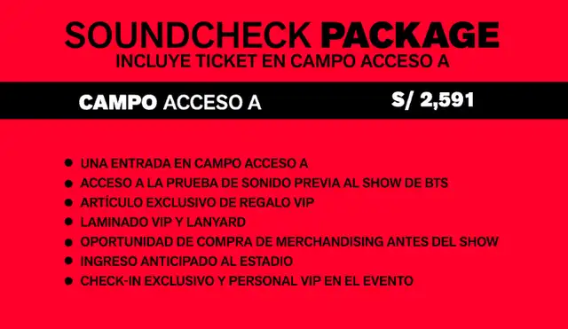 Estos son los beneficios de la entrada más cara de BTS en Perú