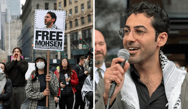 Palestinian student Mohsen Mahdawi is released after protests against attacks on Palestine. Photo: GLR Composition/The New York Times/Al Jazeera Palestinian student Mohsen Mahdawi is released after protests against attacks on Palestine. Photo: GLR Composition/The New York Times/Al Jazeera
