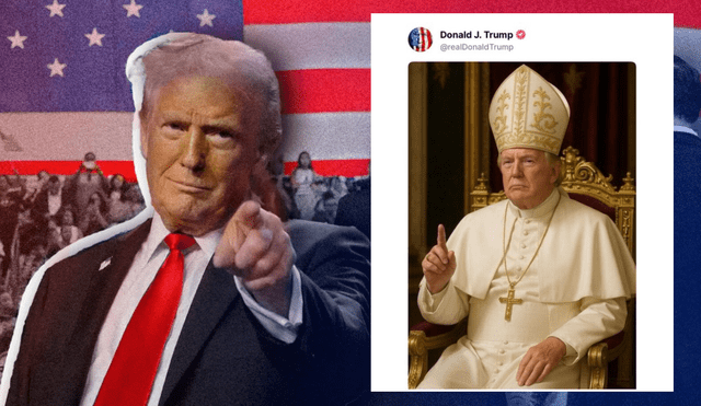 Donald Trump's picture as a pope draws mixed reactions on social media. Photo: GLR composition/ France 24 & The White House Donald Trump's picture as a pope draws mixed reactions on social media. Photo: GLR composition/ France 24 & The White House