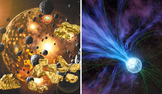 Recent studies reveal that magnetars may be a source of gold in the cosmos. Photo: GLR Composition/WSIL/Geology In Recent studies reveal that magnetars may be a source of gold in the cosmos. Photo: GLR Composition/WSIL/Geology In