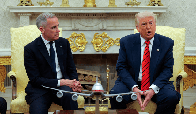 U.S. President Donald Trump and Canadian Prime Minister Mark Carney meet to discuss the strained trade relations between their countries. Photo: AFP U.S. President Donald Trump and Canadian Prime Minister Mark Carney meet to discuss the strained trade relations between their countries. Photo: AFP